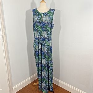 Michael Kors‎ Dress Women 2X Multicolor Paisley Sleeveless Maxi Waist Tie Jersey